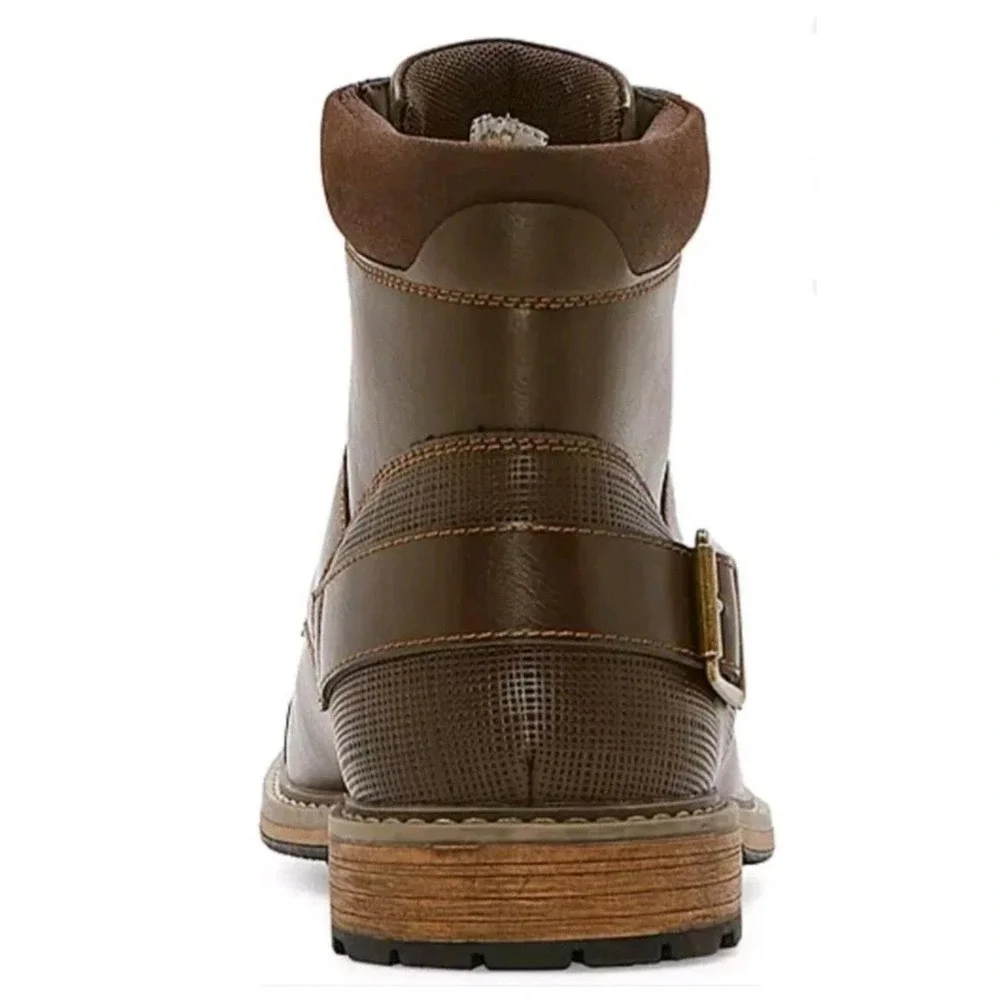 J. Ferrar Millbank Brown Cap Toe Lace Up Combat Boots Mens 10M Memory Foam